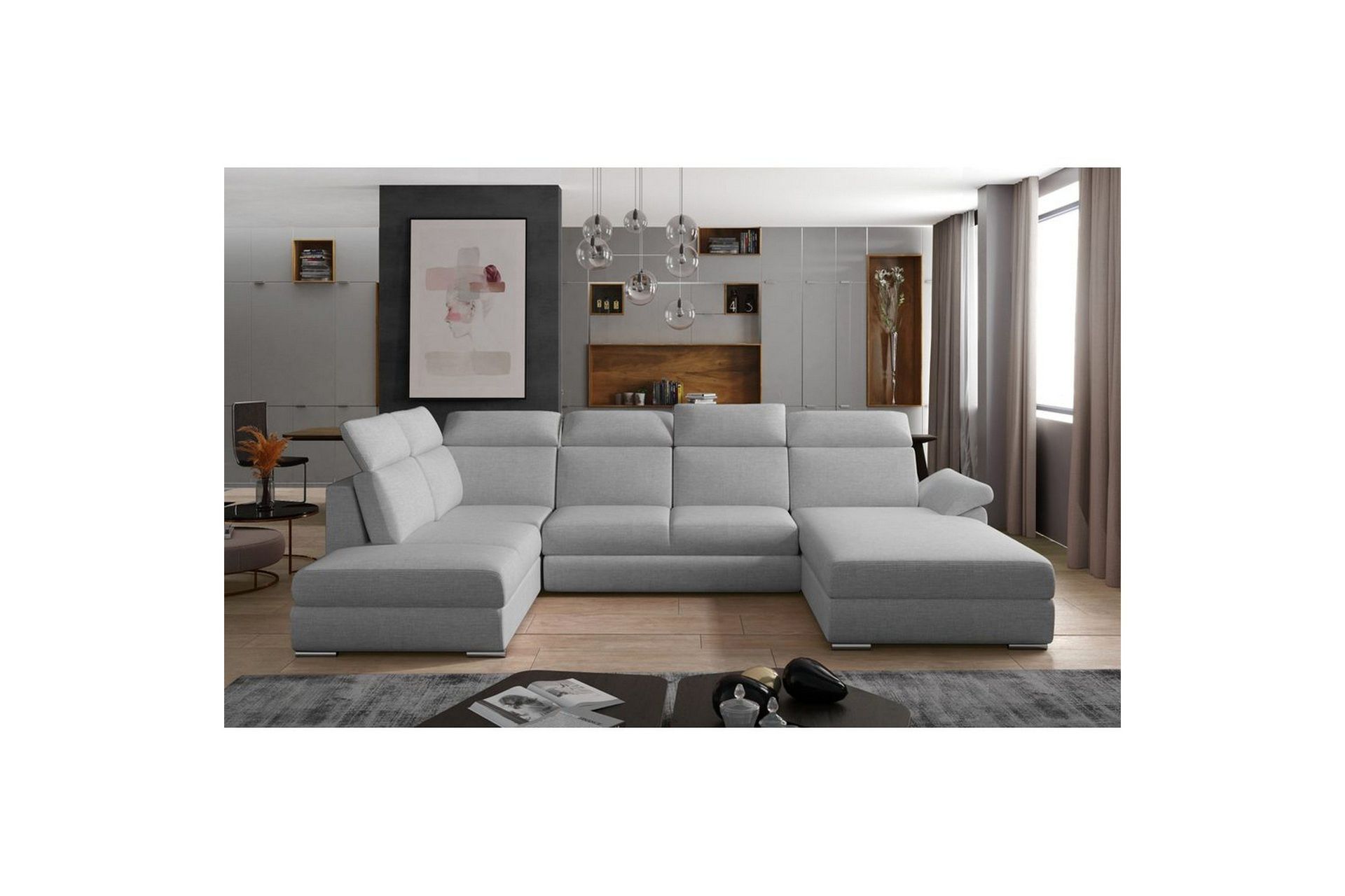 Seksjon Eltap Evanell 336x211x102 cm - Trekk 83, Grå, Høyre