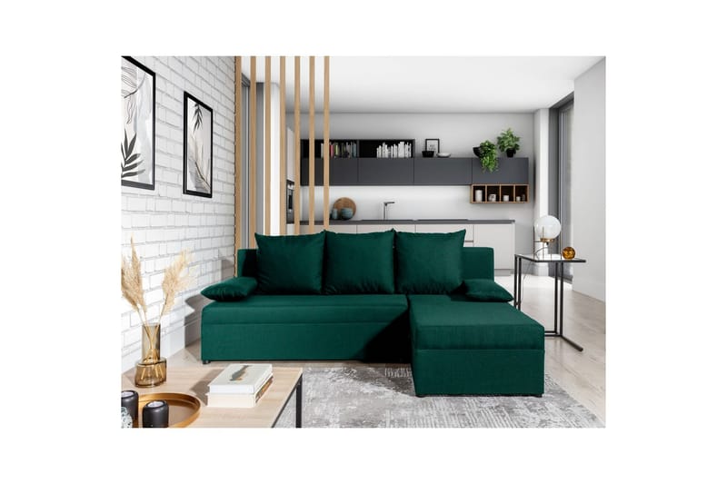Seksjon Eltap Gino 201x143x90 cm - Nube 35, Grønn - Møbler - Sofaer - Sovesofaer