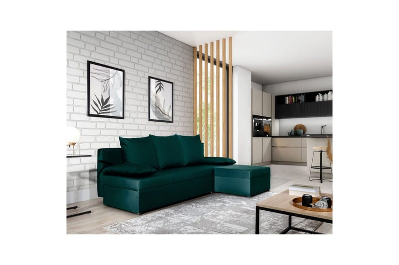 Seksjon Eltap Gino 201x143x90 cm - Nube 35, Grønn - Møbler - Sofaer - Sovesofaer
