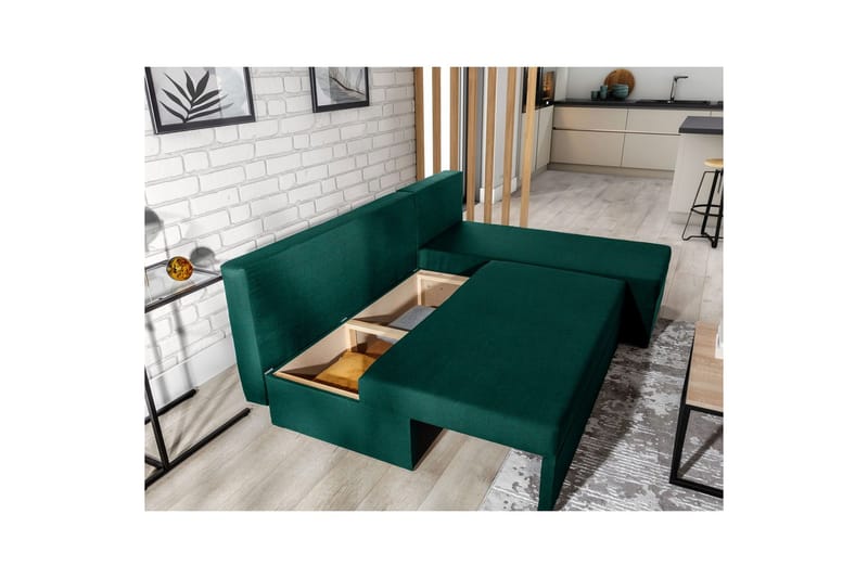 Seksjon Eltap Gino 201x143x90 cm - Nube 35, Grønn - Møbler - Sofaer - Sovesofaer