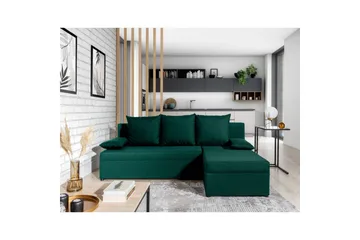Seksjon Eltap Gino 201x143x90 cm - Nube 35, Grønn - Møbler - Sofaer - Sovesofaer