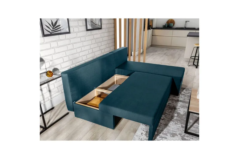 Seksjon Eltap Gino 201x143x90 cm - Nube 40, Blå - Møbler - Sofaer - Sovesofaer