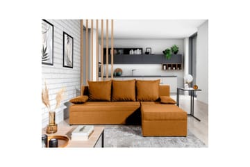 Seksjon Eltap Gino 201x143x90 cm - Nube 45, Gul - Møbler - Sofaer - Sovesofaer