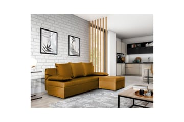 Seksjon Eltap Gino 201x143x90 cm - Nube 45, Gul - Møbler - Sofaer - Sovesofaer