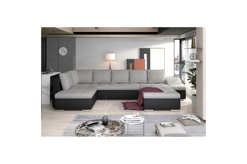 Seksjon Eltap Giovanni 351x82x190 cm - Berlin 01, Soft 11, Grå, Svart, Høyre - Møbler - Sofaer - Sovesofaer