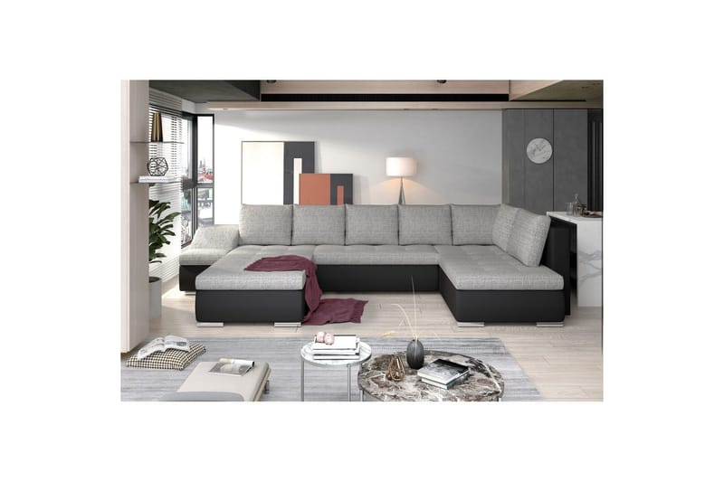 Seksjon Eltap Giovanni 351x82x190 cm - Berlin 01, Soft 11, Grå, Svart, Venstre - Møbler - Sofaer - Sovesofaer