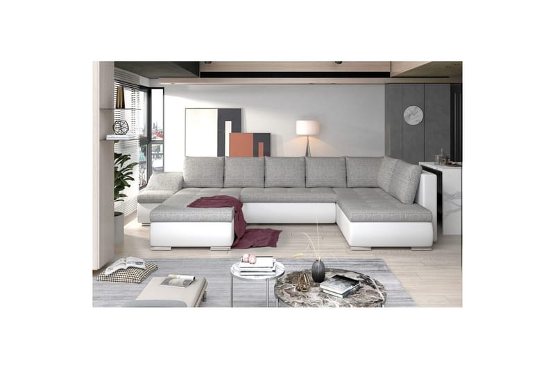 Seksjon Eltap Giovanni 351x82x190 cm - Berlin 01, Soft 17, Grå, Hvit, Venstre - Møbler - Sofaer - Sovesofaer