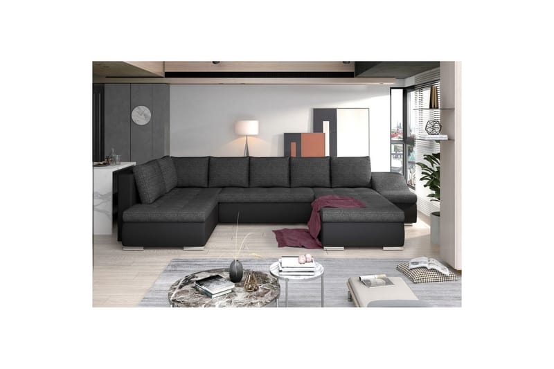 Seksjon Eltap Giovanni 351x82x190 cm - Berlin 02, Soft 11, Svart, Høyre - Møbler - Sofaer - Sovesofaer