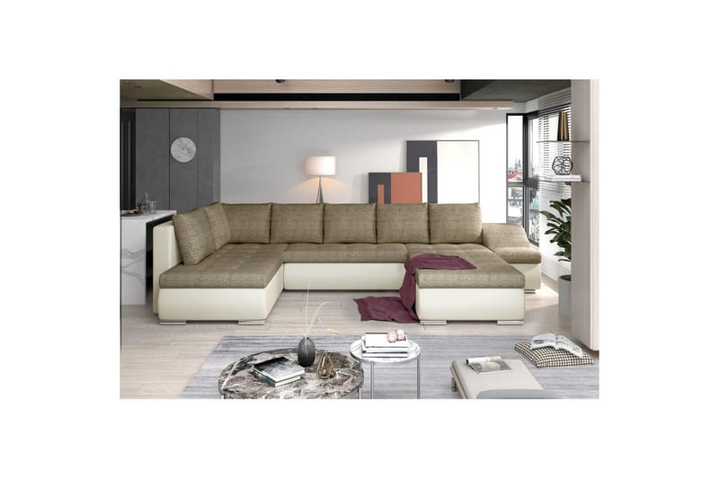 Seksjon Eltap Giovanni 351x82x190 cm - Berlin 03, Soft 33, Beige, Høyre - Møbler - Sofaer - Sovesofaer