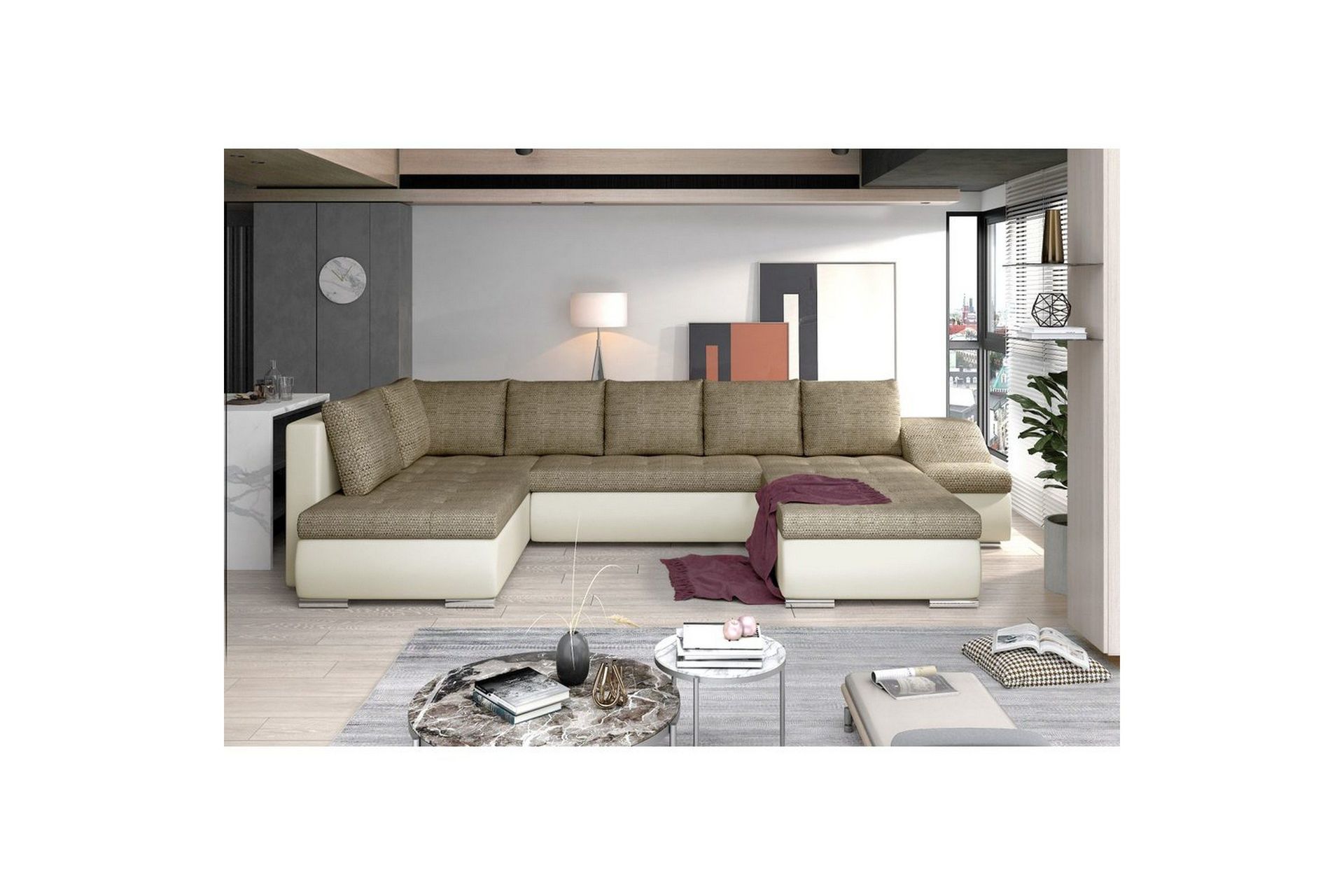 Seksjon Eltap Giovanni 351x82x190 cm - Berlin 03, Soft 33, Beige, Høyre