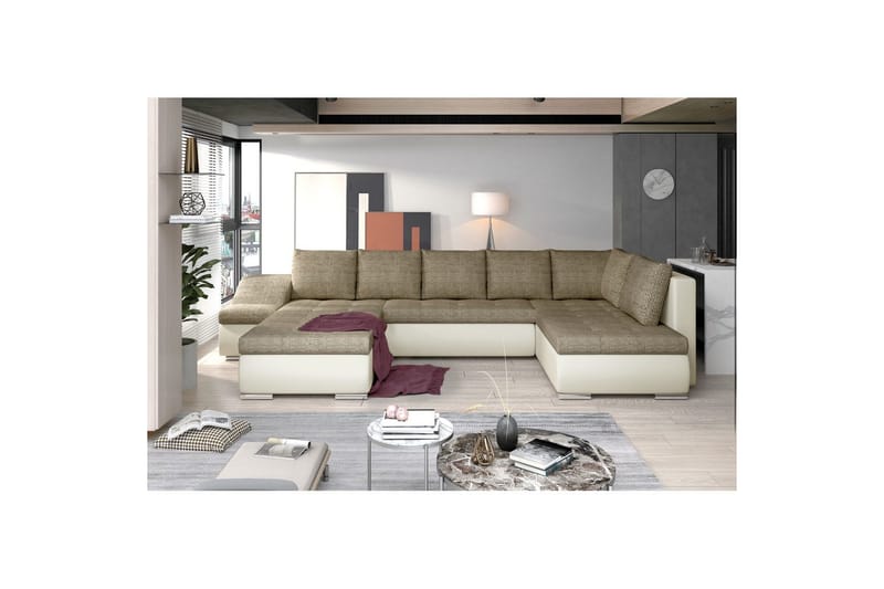 Seksjon Eltap Giovanni 351x82x190 cm - Berlin 03, Soft 33, Beige, Venstre - Møbler - Sofaer - Sovesofaer