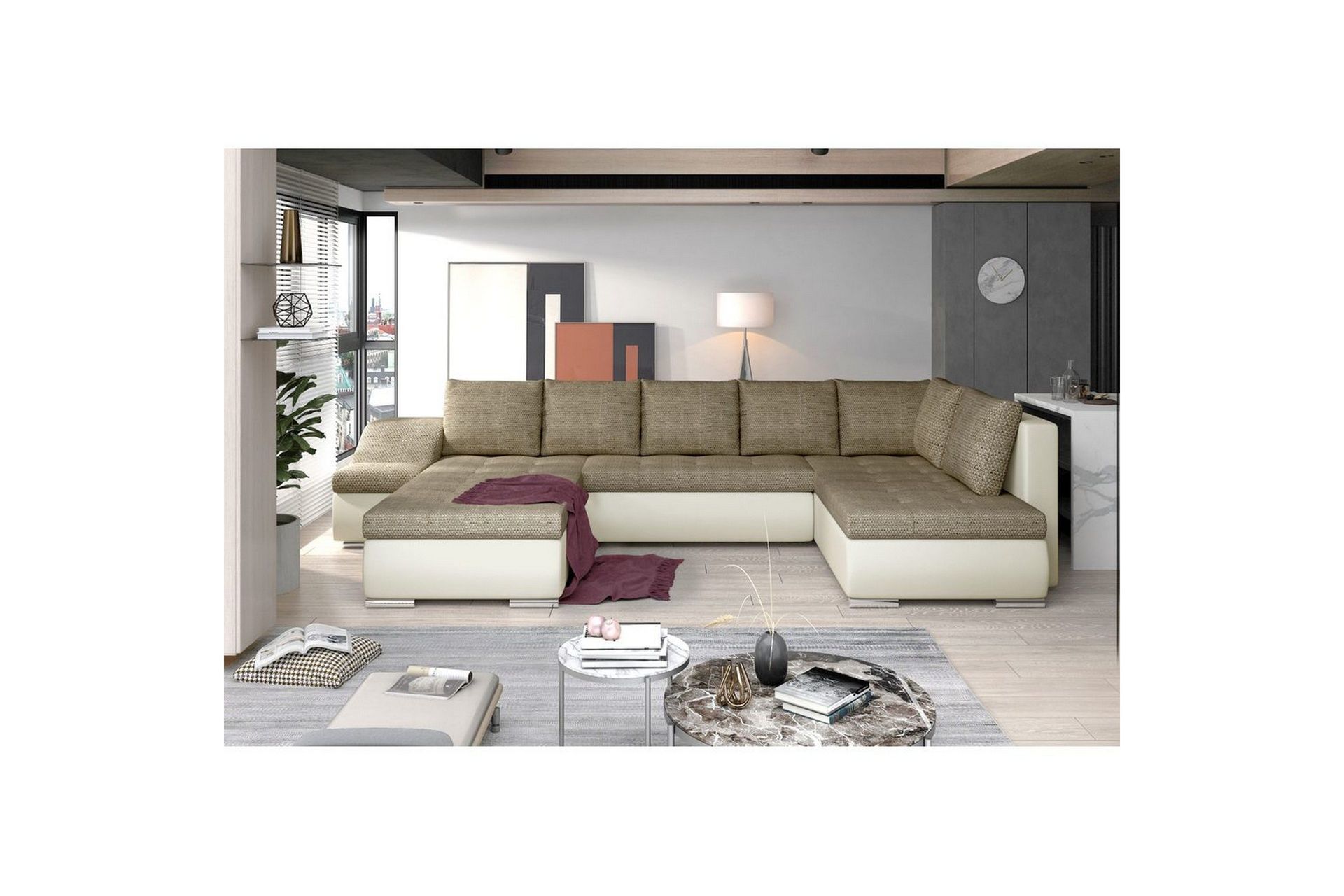 Seksjon Eltap Giovanni 351x82x190 cm - Berlin 03, Soft 33, Beige, Venstre