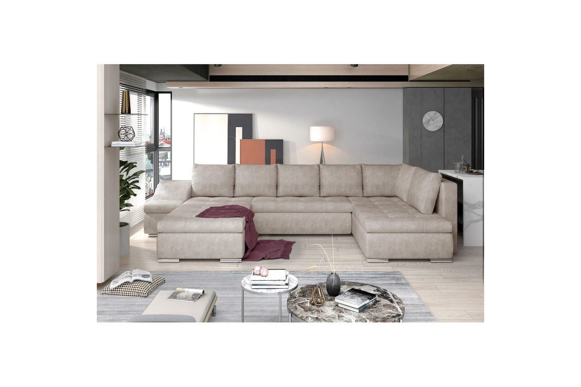 Seksjon Eltap Giovanni 351x82x190 cm - Dora 21, Beige, Venstre