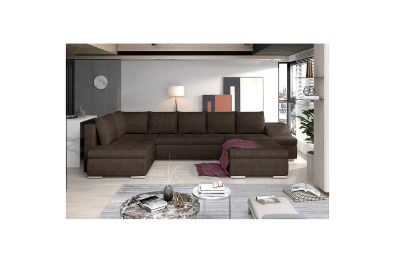 Seksjon Eltap Giovanni 351x82x190 cm - Dora 28, Mørk brun, Høyre - Møbler - Sofaer - Sovesofaer