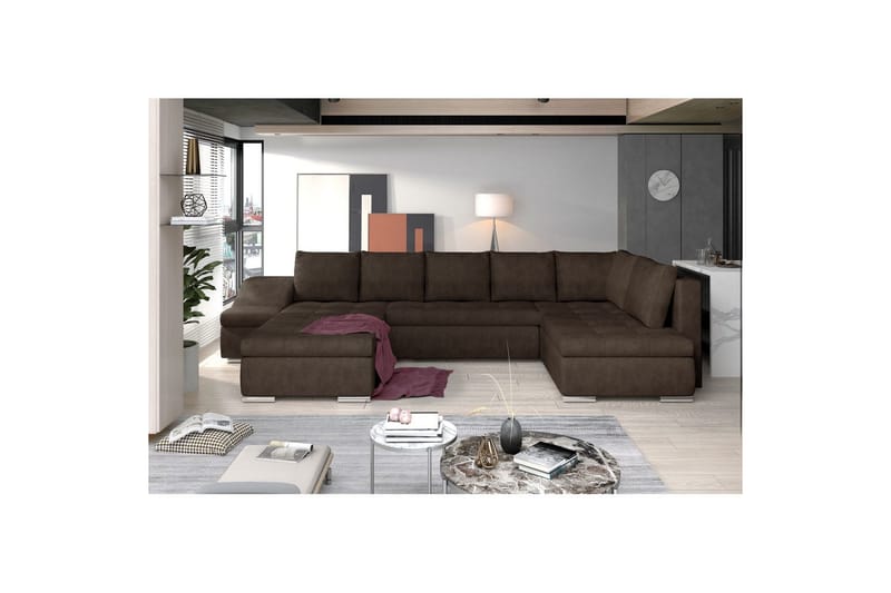 Seksjon Eltap Giovanni 351x82x190 cm - Dora 28, Mørk brun, Venstre - Møbler - Sofaer - Sovesofaer
