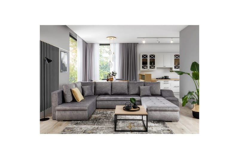 Seksjon Eltap Giovanni 351x82x190 cm - Dora 90, Grå, Høyre - Møbler - Sofaer - Sovesofaer