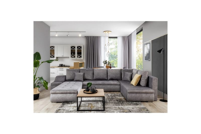 Seksjon Eltap Giovanni 351x82x190 cm - Dora 90, Grå, Venstre - Møbler - Sofaer - Sovesofaer