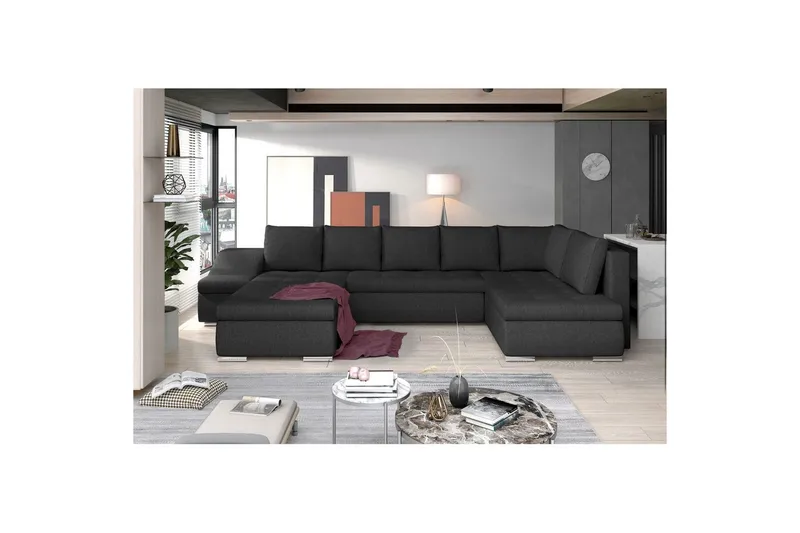 Seksjon Eltap Giovanni 351x82x190 cm - Inari 96, Mørk Grå, Venstre - Møbler - Sofaer - Sovesofaer