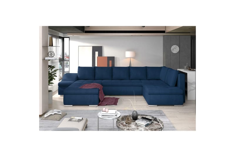 Seksjon Eltap Giovanni 351x82x190 cm - Monolith 77, Blå, Venstre - Møbler - Sofaer - Sovesofaer
