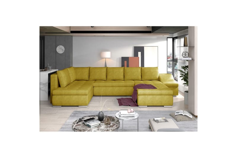 Seksjon Eltap Giovanni 351x82x190 cm - Omega 68, Gul, Høyre - Møbler - Sofaer - Sovesofaer