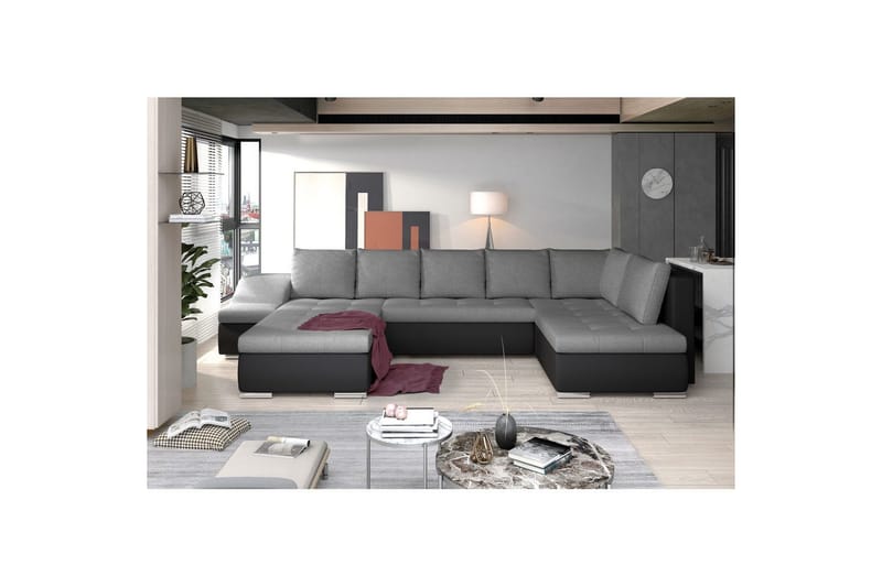 Seksjon Eltap Giovanni 351x82x190 cm - Sawana 05, Soft 11, Grå, Svart, Venstre - Møbler - Sofaer - Sovesofaer