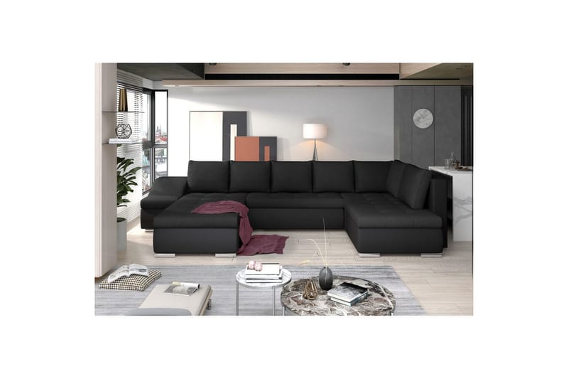 Seksjon Eltap Giovanni 351x82x190 cm - Sawana 14, Soft 11, Svart, Venstre - Møbler - Sofaer - Sovesofaer