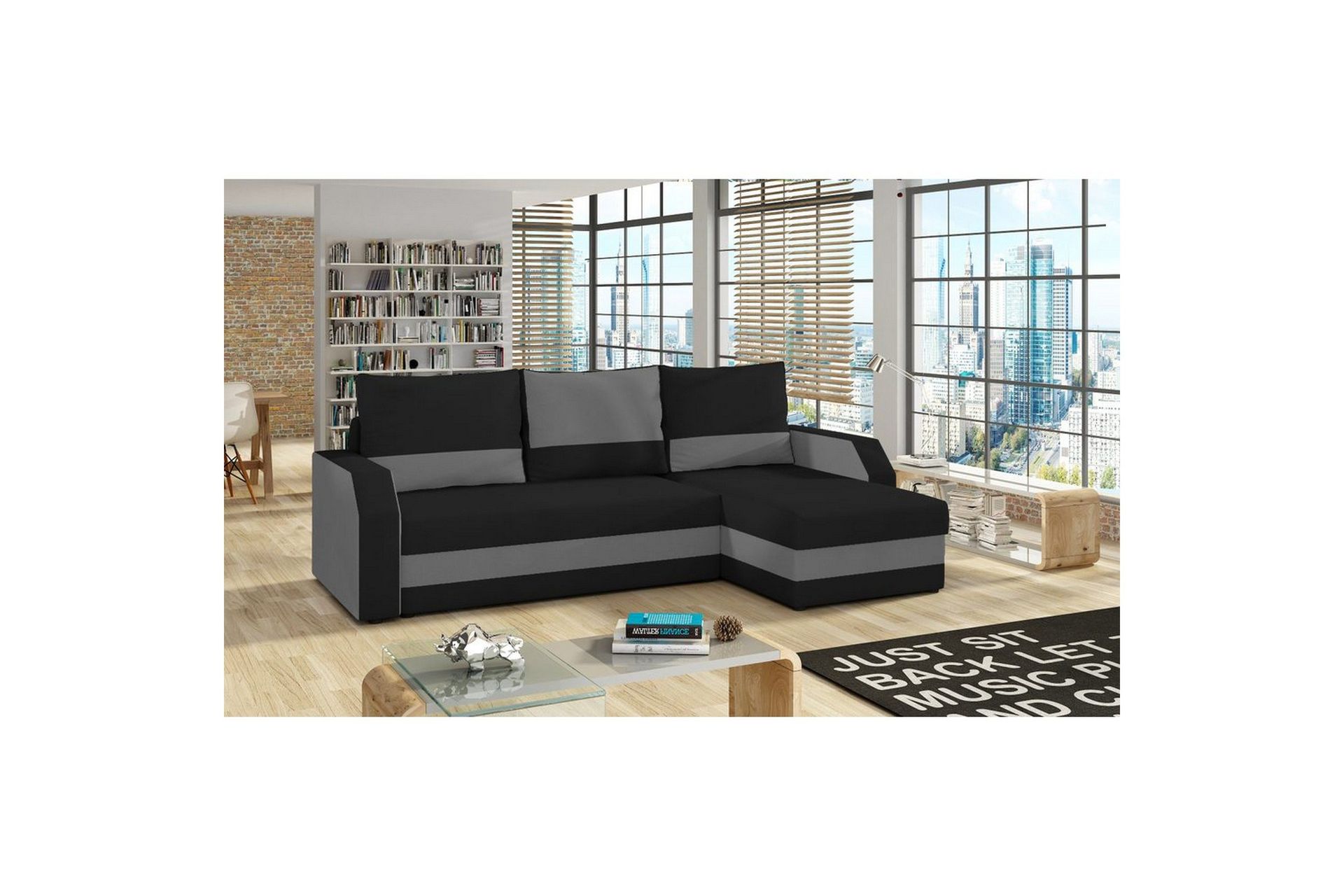 Seksjon Eltap Giulio 239x150x86 cm - Alova 04, Alova 36, Svart, Grå