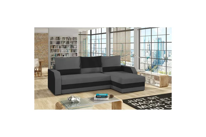 Seksjon Eltap Giulio 239x150x86 cm - Alova 36, Alova 04, Grå, Svart - Møbler - Sofaer - Sovesofaer