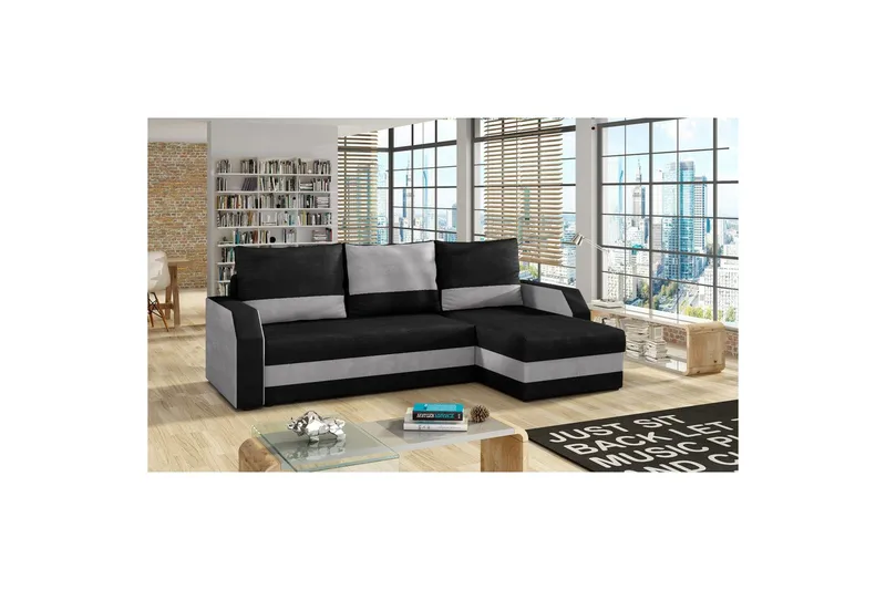 Seksjon Eltap Giulio 239x150x86 cm - Kronos 07, Paros 05, Svart, Lys Grå - Møbler - Sofaer - Sovesofaer