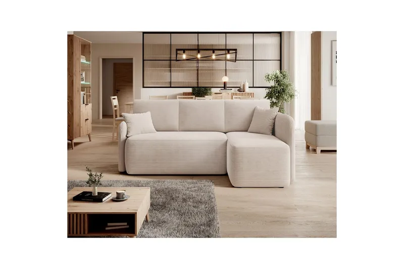 Seksjon Eltap Hadson 206x150x89 cm - Jarell 18, Lys Beige, Høyre - Møbler - Sofaer - Sovesofaer