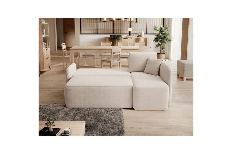 Seksjon Eltap Hadson 206x150x89 cm - Jarell 18, Lys Beige, Høyre - Møbler - Sofaer - Sovesofaer