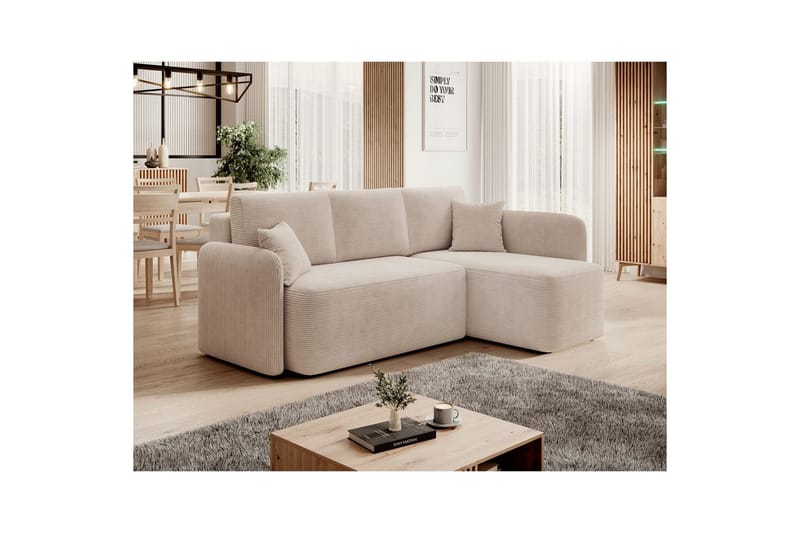 Seksjon Eltap Hadson 206x150x89 cm - Jarell 18, Lys Beige, Høyre - Møbler - Sofaer - Sovesofaer