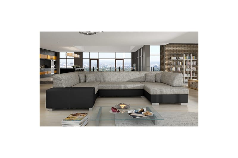 Seksjon Eltap Havana 322x204x72 cm - Berlin 01, Soft 11, Grå, Svart, Høyre - Møbler - Sofaer - Sovesofaer