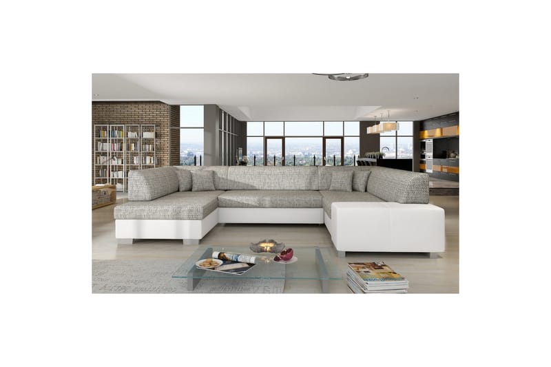 Seksjon Eltap Havana 322x204x72 cm - Berlin 01, Soft 17, Grå, Hvit, Venstre - Møbler - Sofaer - Sovesofaer