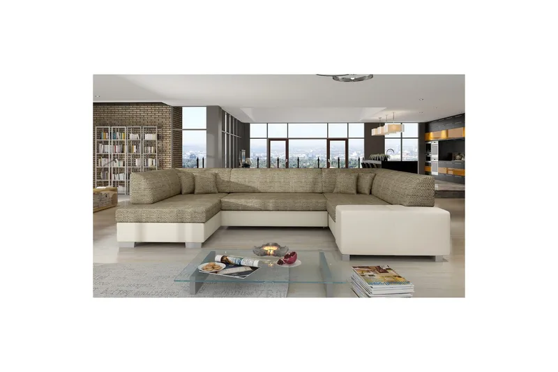 Seksjon Eltap Havana 322x204x72 cm - Berlin 03, Soft 33, Beige, Venstre - Møbler - Sofaer - Sovesofaer