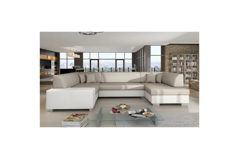 Seksjon Eltap Havana 322x204x72 cm - Dora 21, Soft 17, Beige, Hvit, Høyre - Møbler - Sofaer - Sovesofaer