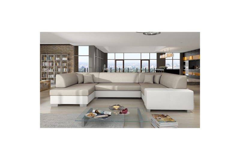 Seksjon Eltap Havana 322x204x72 cm - Dora 21, Soft 17, Beige, Hvit, Venstre - Møbler - Sofaer - Sovesofaer