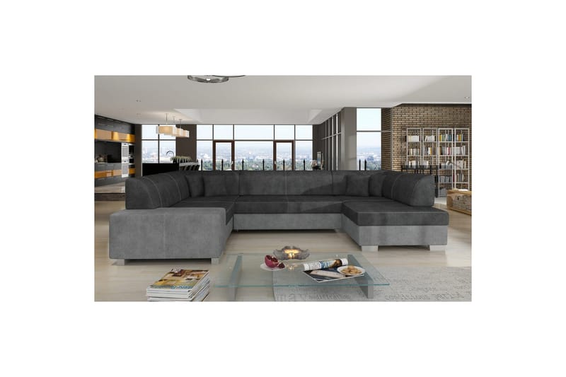 Seksjon Eltap Havana 322x204x72 cm - Dora 96, Dora 90, Svart, Grå, Høyre - Møbler - Sofaer - Sovesofaer