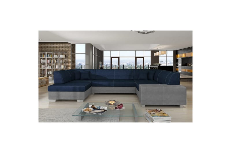 Seksjon Eltap Havana 322x204x72 cm - Kronos 09, Paros 05, Mørk Blå, Lys Grå, Venstre - Møbler - Sofaer - Sovesofaer