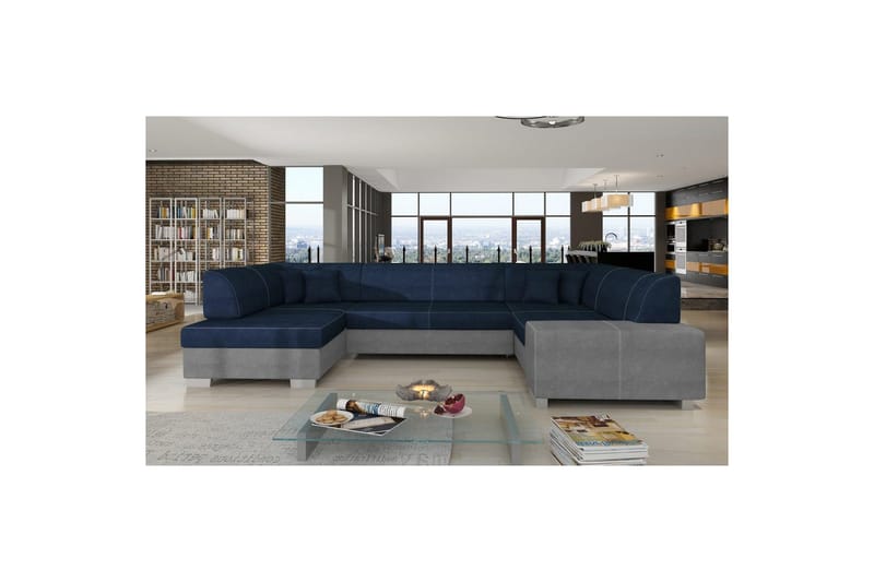 Seksjon Eltap Isloren 322x204x72 cm - Kronos 09, Paros 05, Mørk Blå, Lys Grå, Venstre - Møbler - Sofaer - Sovesofaer