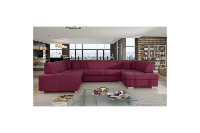 Seksjon Eltap Isloren 322x204x72 cm - Mat Velvet 68, Rød, Høyre - Møbler - Sofaer - Sovesofaer