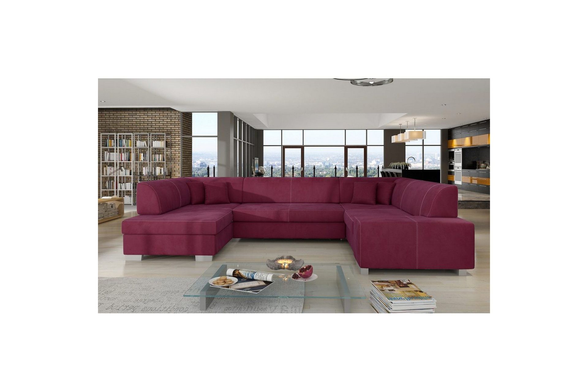 Seksjon Eltap Isloren 322x204x72 cm - Mat Velvet 68, Rød, Venstre