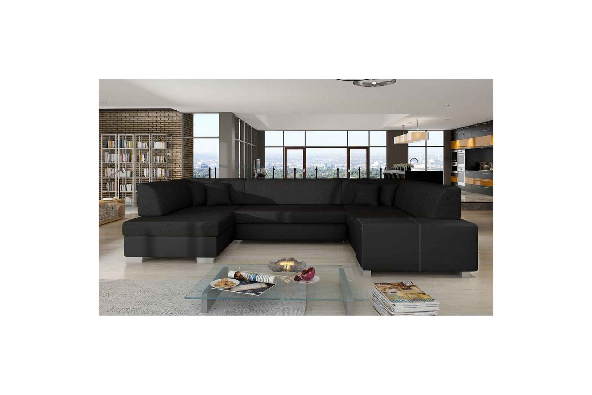 Seksjon Eltap Isloren 322x204x72 cm - Sawana 14, Soft 11, Svart, Venstre