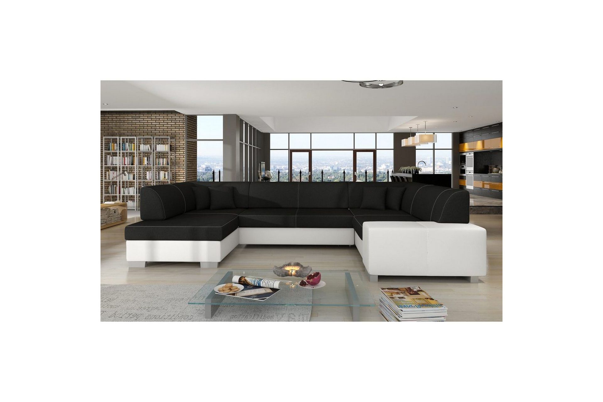 Seksjon Eltap Isloren 322x204x72 cm - Sawana 14, Soft 17, Svart, Hvit, Venstre
