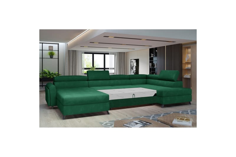 Seksjon Eltap Josette 360x200x92 cm - Kronos 19, Mørk Grønn, Høyre - Møbler - Sofaer - Sovesofaer