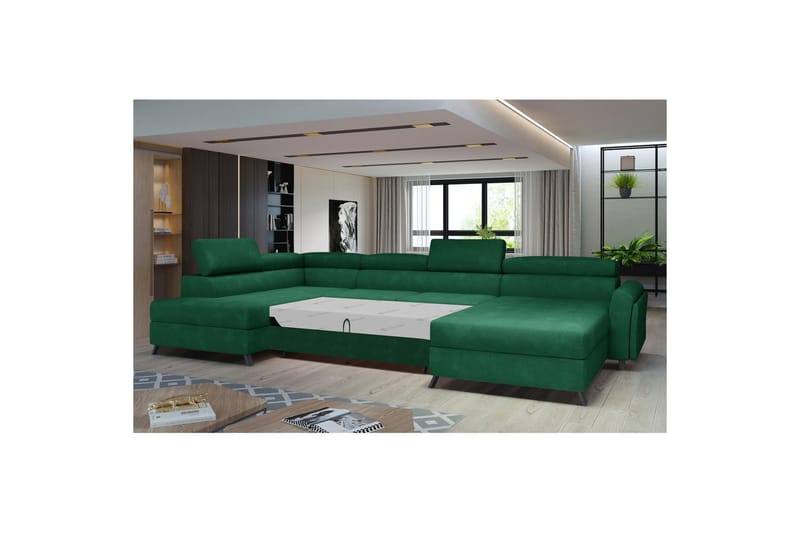 Seksjon Eltap Josette 360x200x92 cm - Kronos 19, Mørk Grønn, Venstre - Møbler - Sofaer - Sovesofaer