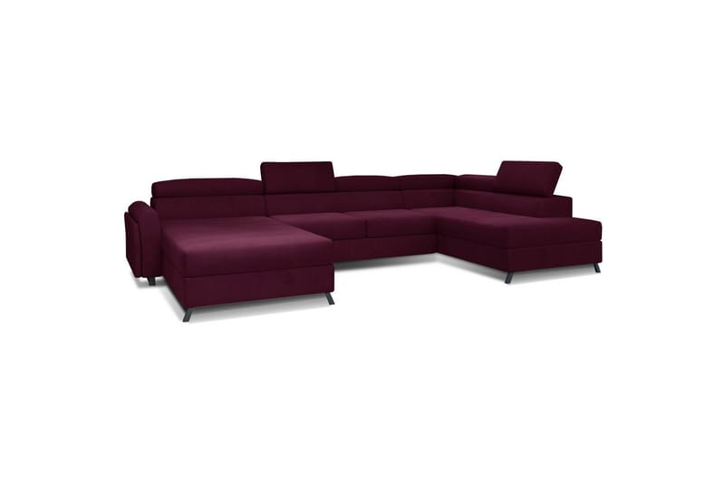 Seksjon Eltap Josette 360x200x92 cm - Mat Velvet 68, Rød, Høyre - Møbler - Sofaer - Sovesofaer