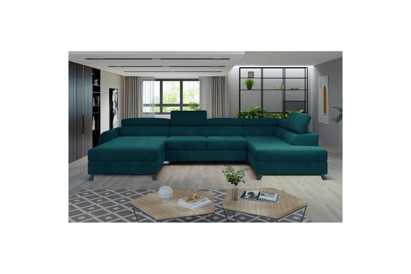 Seksjon Eltap Josette 360x200x92 cm - Mat Velvet 75, Grønn, Høyre - Møbler - Sofaer - Sovesofaer