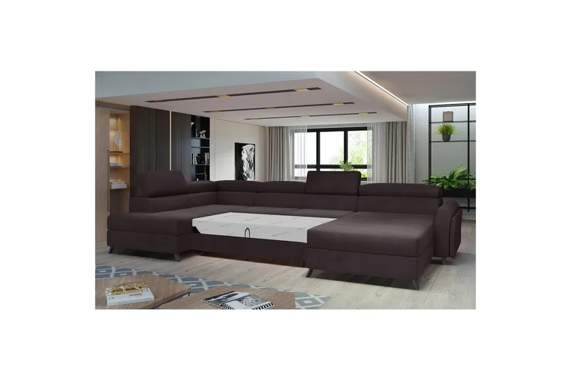 Seksjon Eltap Josette 360x200x92 cm - Monolith 29, Mørk Brun, Venstre - Møbler - Sofaer - Sovesofaer