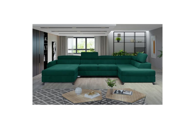 Seksjon Eltap Josette 360x200x92 cm - Monolith 37, Grønn, Høyre - Møbler - Sofaer - Sovesofaer